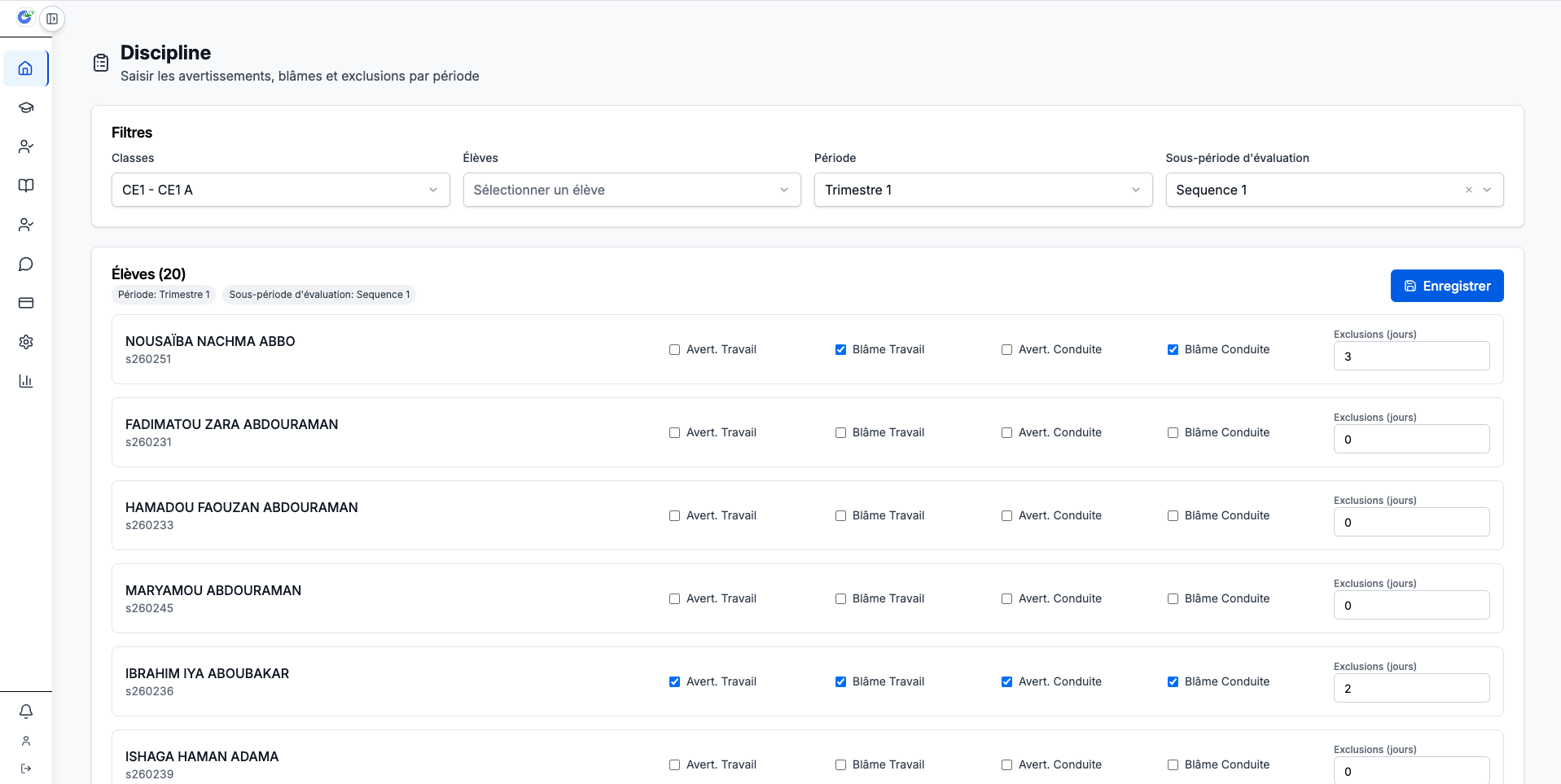 Gestion des incidents de discipline dans EcoTech