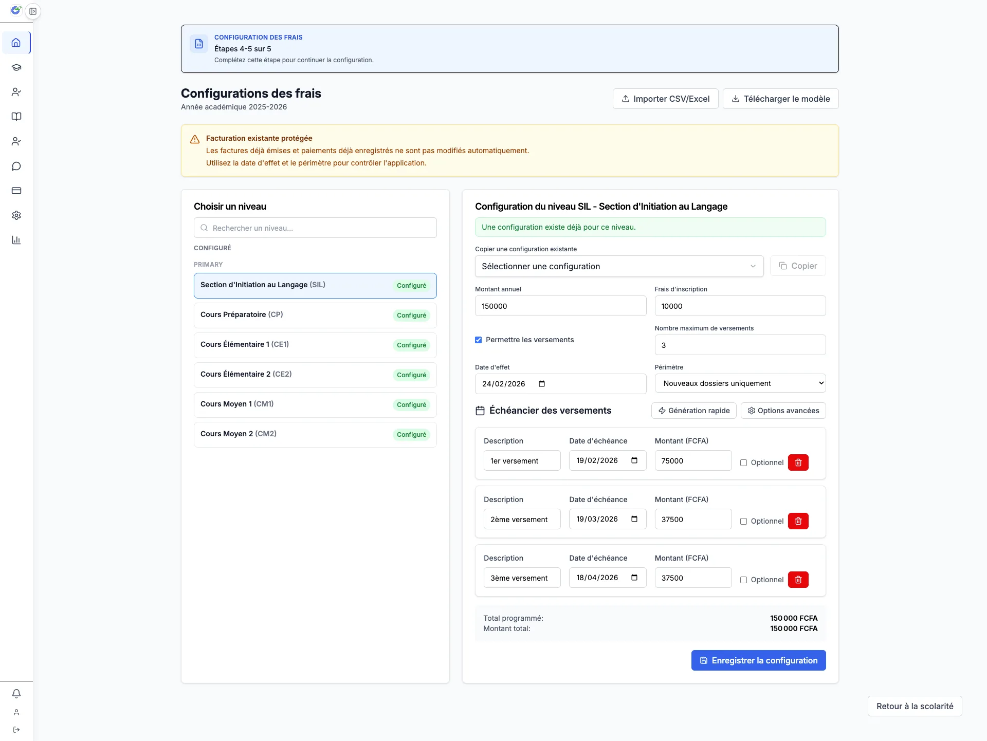 Configuration des paiements dans les paramètres de l’établissement